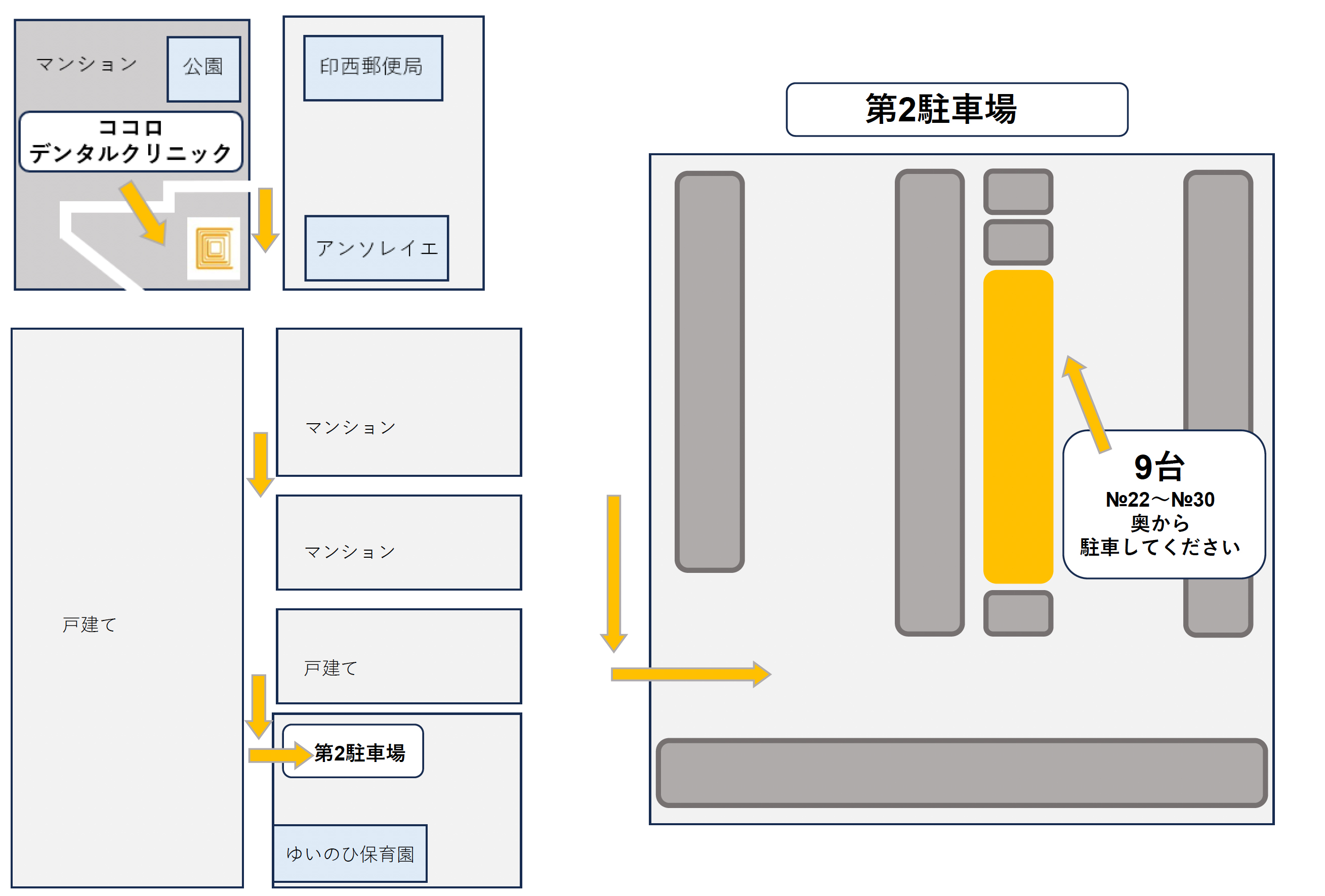 駐車スペースと待機スペースのご案内